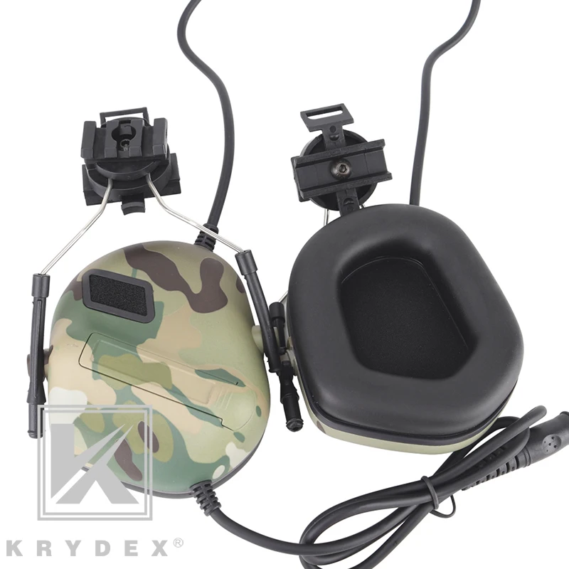 KRYDEX звуковые наушники с шумоподавлением для быстрой MICH шлема Peltor Comtac тактическая гарнитура w/Rail адаптер микрофон MC