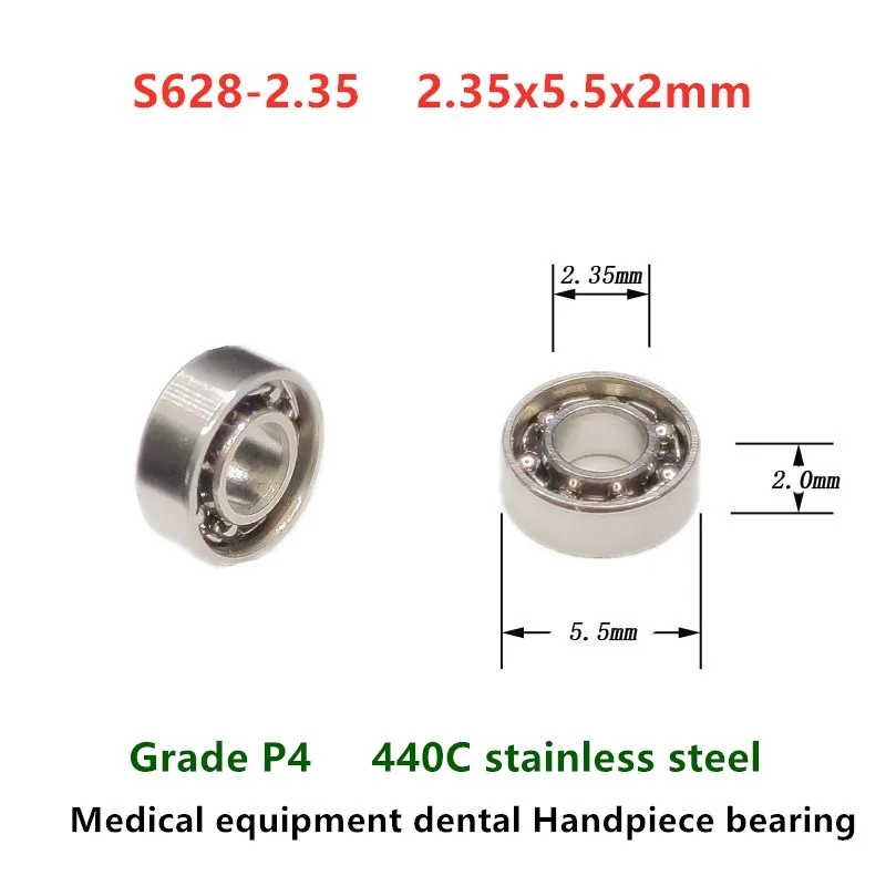 

10pcs stainless steel bearing S628-2.35 2.35*5.5*2mm medical equipment Dental Handpiece drill burs bearings 20:1 2.35x5.5x2 mm