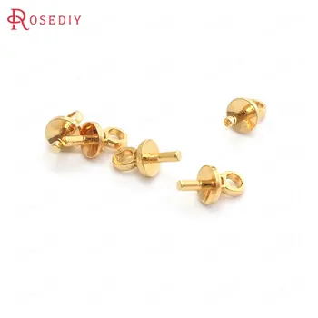 

20PCS 3MM 4MM 5MM 24K Gold Color Plated Brass Half hole Pearl Beads Connect Charms Beads Caps High Quality Jewelry Findings