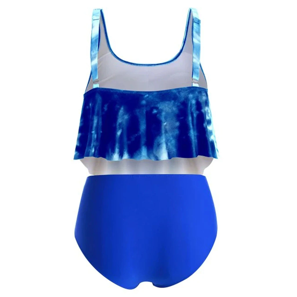 Women Two Pieces Bathing Suits Top Ruffled With High Waisted Bottom Bikini Set Wire Free Caual Split Beachwear Ladies Girls 719