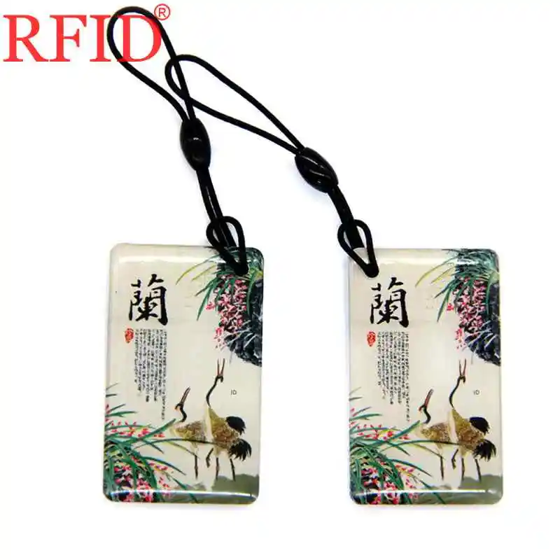 2pcs Random Color ID 125 кГц EM4305 EM4205 перезаписываемый с рисунком орхидеи брелок метки RFID водонепроницаемые брелки карты контроля доступа 1 - Цвет: 2pcs Random Color