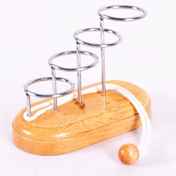 

Classic Brain Teaser Metal Wooden Stand String Rope Puzzle Game Learning & Education Puzzle Toy Rope Toy Toys For Children