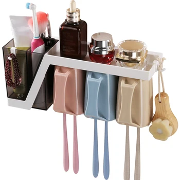 

1 Set Household Toothbrush Rack Multifunction Wall-mounted Toothbrush Holder Toothpaste Holder Storage Rack