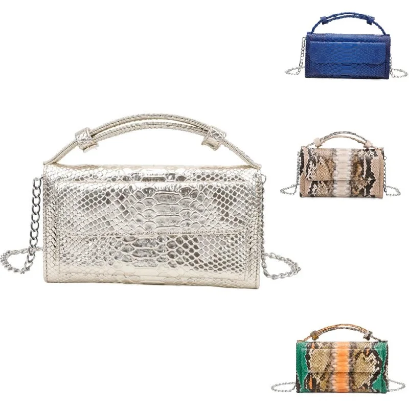  Luxury Genuine Python Leather Hand Bags Cross Body Shoulder Bag Snakeskin Designer Day Clutch Chain - 4000097428376