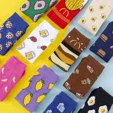 Корейские женские носки Веселые Забавные милые Мультяшные носки с фруктами, бананами, авокадо, лимоном, яйцом, печеньем, пончиками, Харадзюку, скейтбордом, парные носки