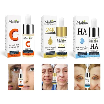 

Mabox Face Retinol Serum+Six Peptides Serum Facial 24K Gold+Hyaluronic Acid Serum Moisturizing Skin Care Whitening AntiAnging