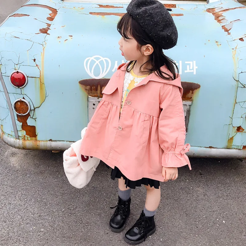 

Childrenswear Women's Small CHILDREN'S Trench Coat 2019 Autumn New Style Korean-style Children Lace Western Style Hooded Trench
