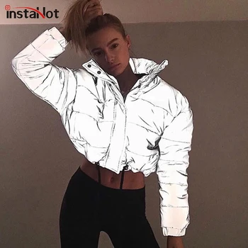 

InstaHot Casual Drawstring Thick Parka Winter Warm Soft Padded Coat Women 2019 Grey Tetleneck Streetwear Fashion Overcoat
