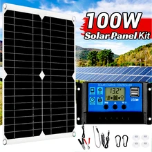 

100W Solar Panel Kit With Controller USB 12V 24V Portable Solar Charger for Mobile Phone Power Bank Battery Camping Car Boat RV