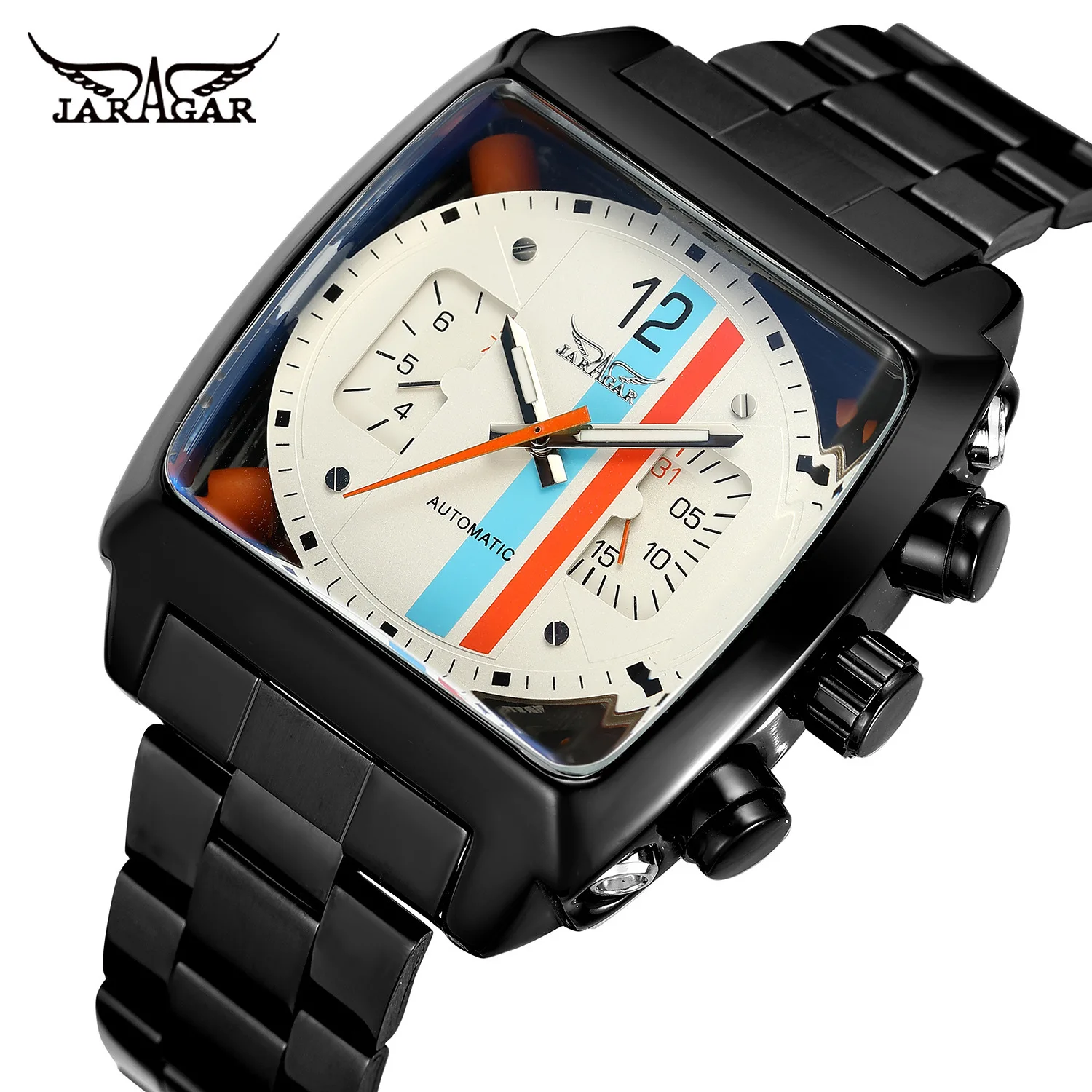 

Jaragar Multi-functional Square TV-like Men's Fashion Casual Fully Automatic Analog Watch