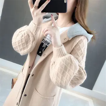 

Women's autumn coat new early autumn sweater wild spring and autumn mid-length net red knitted cardigan female tide