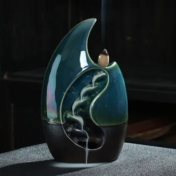 

Ceramic Waterfall Backflow Incense Burner Censer Holder Decor Incense Burner Incense Stick Holder Lotus Incense Censer Little
