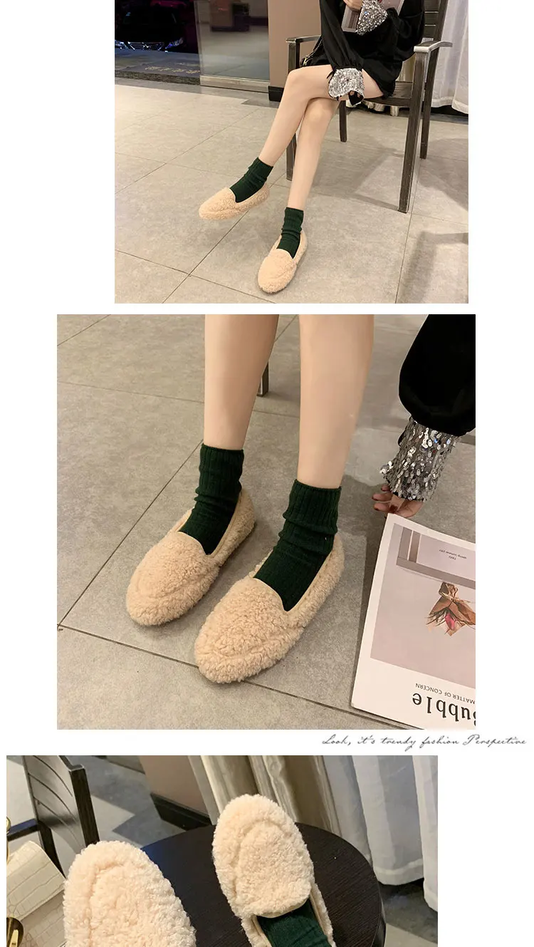 Winter Women House Slippers Faux Fur Warm Flat Shoes Female Slip ON Home Ladies Slippers Cartoon Ladies Slippers Soft Shoes