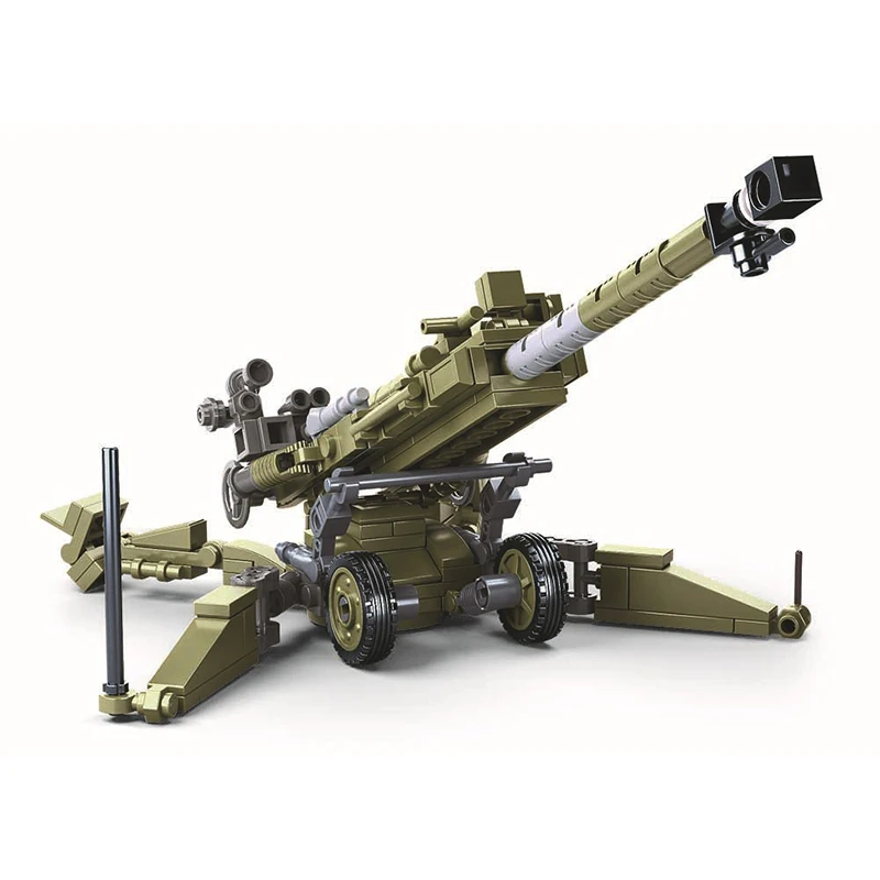 Фото Военный WW2 M777 Ultralightweight полевой гаубиватель армия военное оружие строительные блоки классическая модель детские игрушки подарок для мальчиков №3