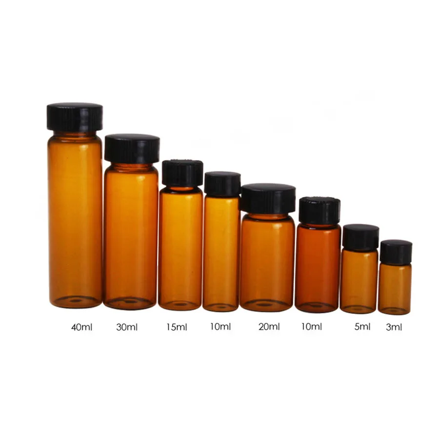 

30 x 3ml 5ml 10ml 15ml 20ml 30ml 40ml 50ml 60ml Clear Glass Bottle with Screw Cap Orifice Reducer of Essential Oil Sample Vial