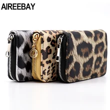 AIREEBAY женские короткие кошельки новые винтажные Модные леопардовые принты портмоне для клатч для девочек из искусственной кожи женский бумажник
