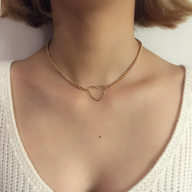 Полые ожерелья с фигуркой сердца для женщин массивное ожерелье сердце изящная подвеска ожерелье подарок Прямая поставка - Окраска металла: Gold