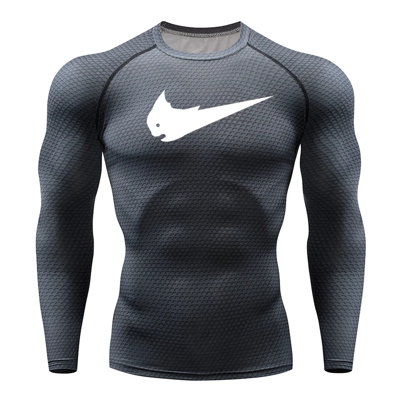 Новинка, быстросохнущая Мужская футболка для бега, бодибилдинг, Спортивная футболка с длинным рукавом, компрессионный Топ, футболка для спортзала, Мужская облегающая футболка для фитнеса - Цвет: black B
