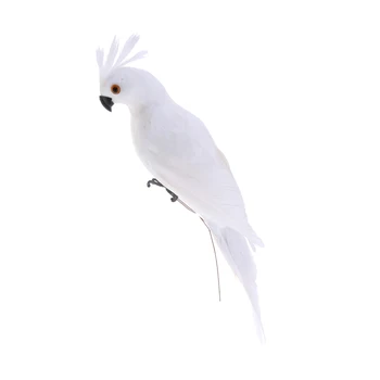 

2xRealistic Macaw Parrot Artificial Feather Bird Animal Ornament Toy White Birds