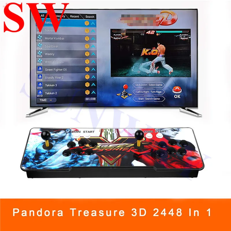 Горячая Распродажа 3D Pandora Games 2448 в 1 аркадная игровая консоль с usb-кабелем для ПК Джойстик для домашнего ТВ HDMI видео мульти-игровая консоль