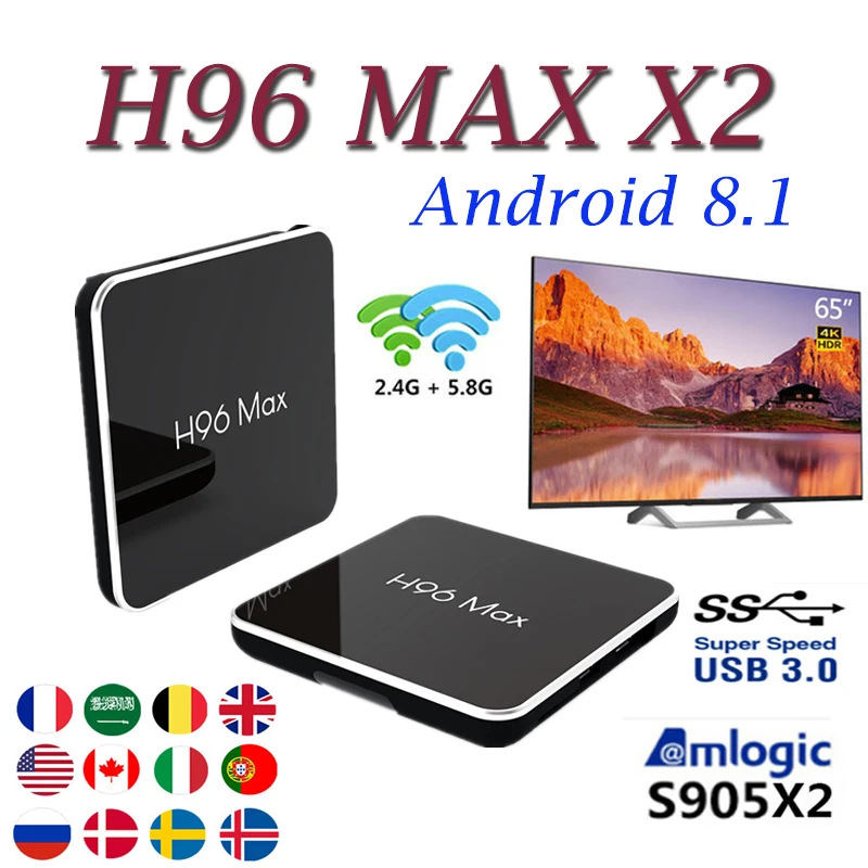 

2019 H96 Max X2 Smart Android TV BOX Amlogic S905X2 4GB RAM 32GB 64GB ROM Quad Core 2.4G/5.8G Wifi H.265 4K H96MAX