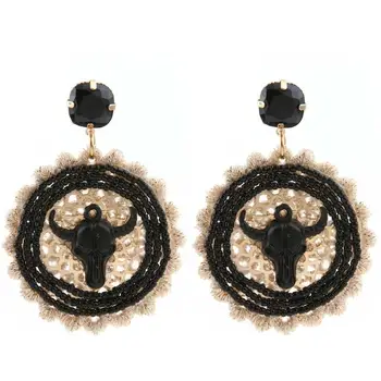 

Oorbellen Bull Head Drop Zinc Alloy Big Earrings for Women Fashion Handmade Bohemian Earrings Jewelry Wholesale Brinco