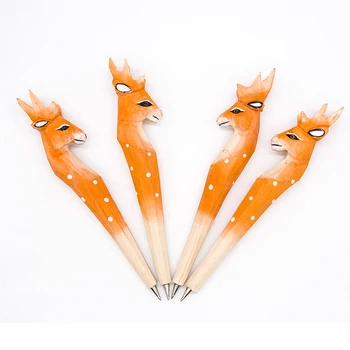 

Creative Wood Carving Deer Ballpoint Pen for Writing Cute Rollerball Pen for Kids Gift Novelty School Stationery Office Supplies