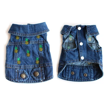 

Cute Pineapple Embroidered Pet Dog Clothes Jeans Jacket Coat for Small Puppy Dogs Pet Cat Denim Shirt Vest Chihuahua Shih Tzu