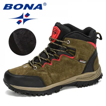 

BONA 2020 New Designers Winter High Top Hiking Shoes Men Suede Leather Trekking Boots Man Mountain Climbing Shoes Masculino