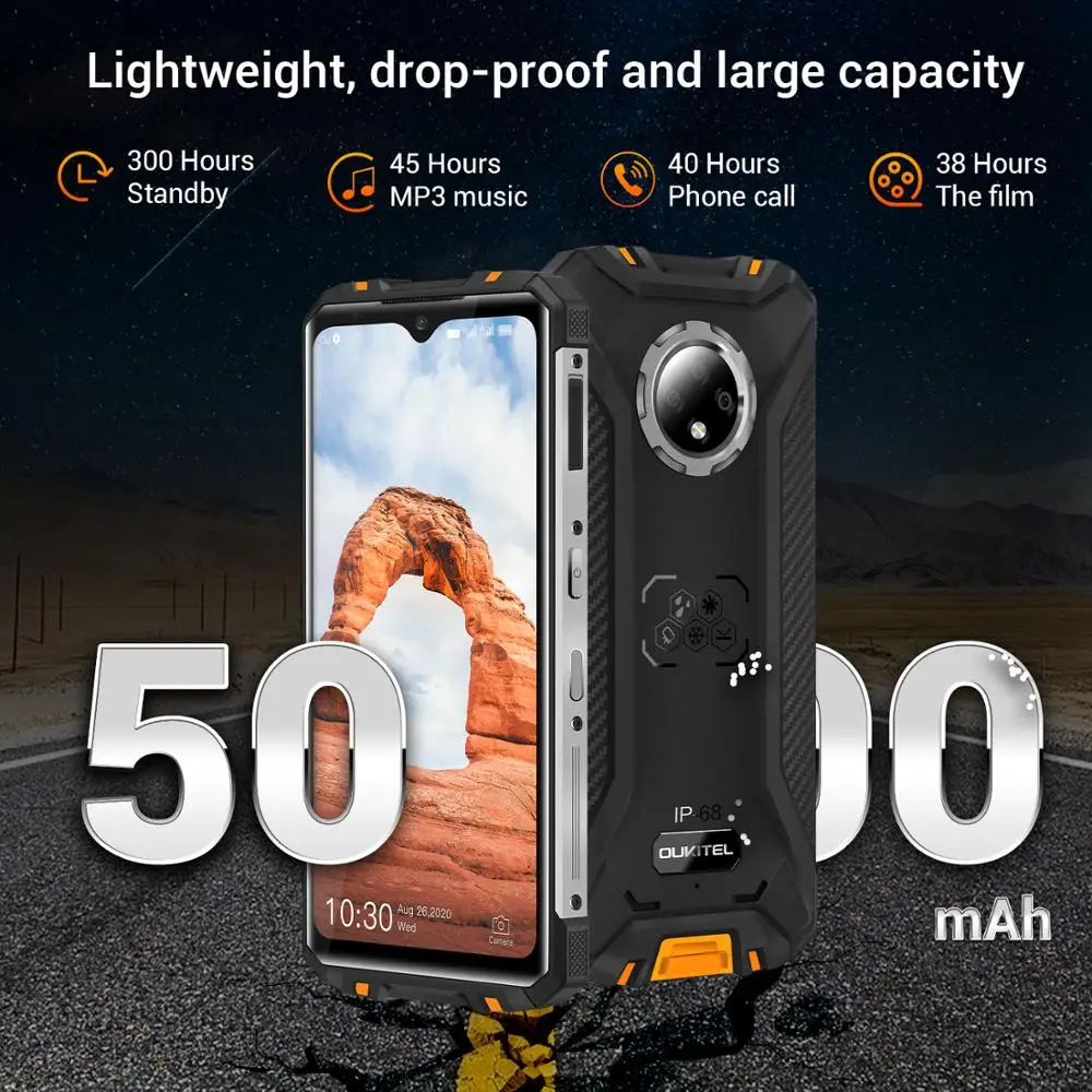 OUKITEL WP8 Pro Android 10 4GB 64GB 5000mAh NFC IP68 Rugged phone mobile 6.49'' Display Fingerprint 16MP Triple Camera