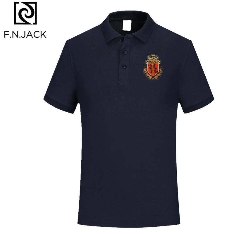 F.N.JACK, Мужская классическая рубашка поло, ручная работа, тренд, короткий рукав, топ, модный, патч, дизайн, поло, не скатывается