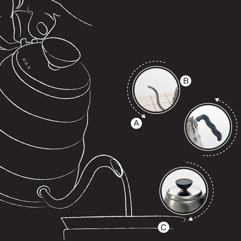 Cheap Stainless Steel Hario Coffee Drip Gooseneck Kettle Pot Teapot Kettle Tea Maker Hight Quality Bottle Kitchen Accessory 1000ML