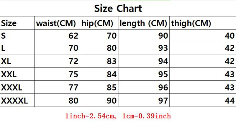 Leggings Size chart