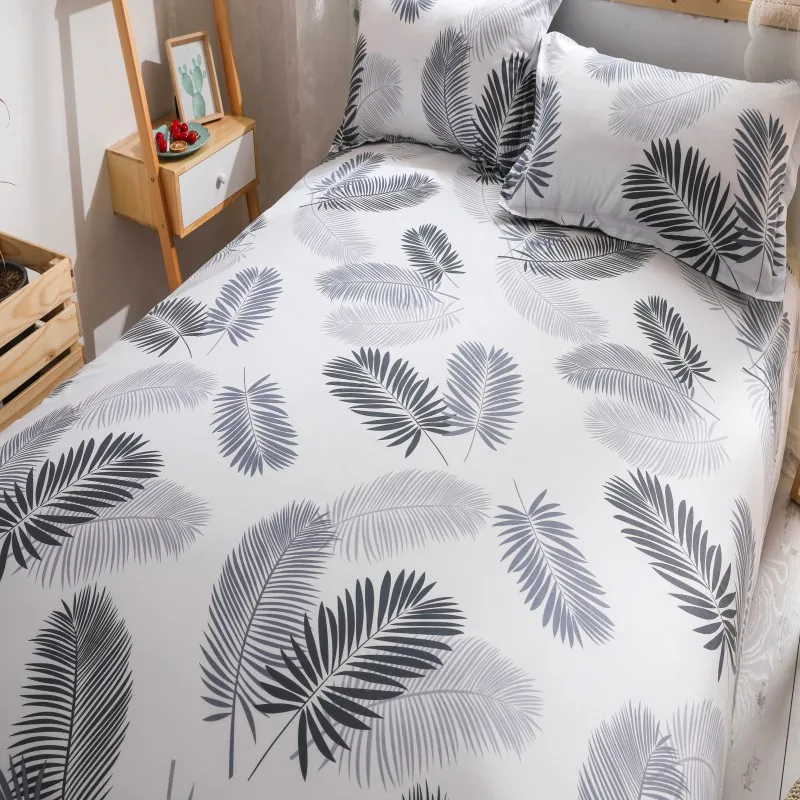 Floral Bed Sheet Polyester Fabric Right Angle Bed Cover Comfortable Breathable Bedding Anti-slip Dust-proof Small Fresh Style