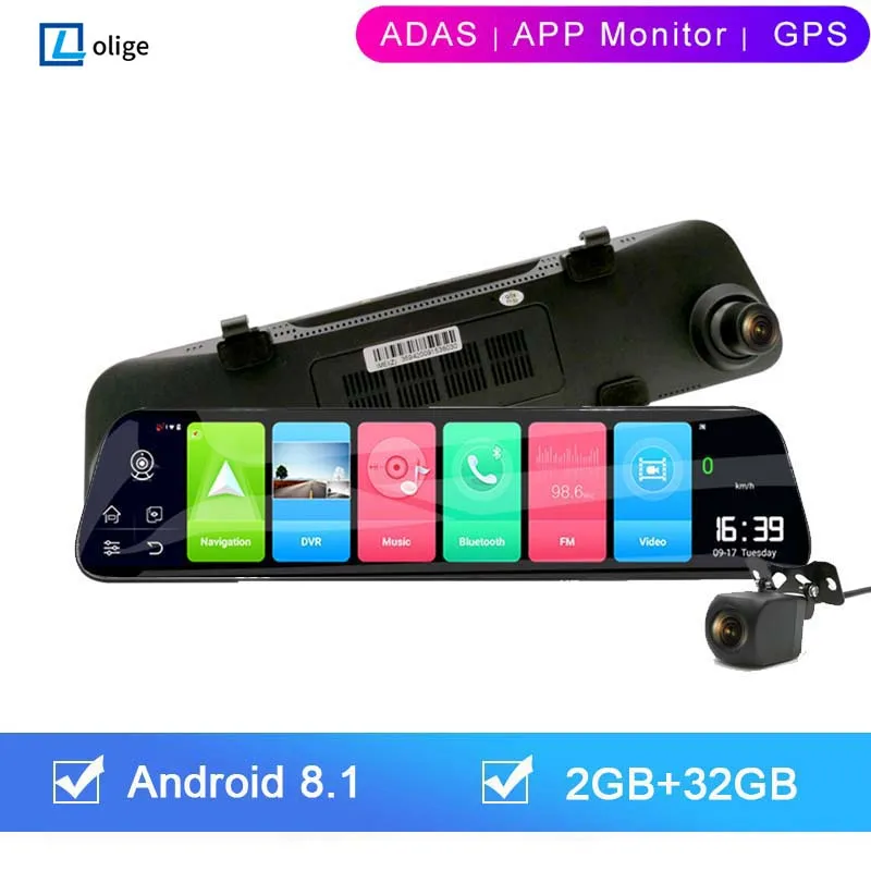 Зеркало заднего вида 12 дюймов Android 4G Wi Fi GPS навигация ADAS FHD 1080p|Видеорегистраторы| |