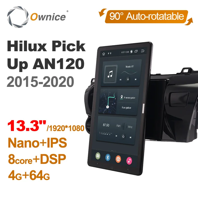 1920*1080 Android 10 0 Ownice 13 3 дюймов Вращающийся Авторадио для Toyota Hilux Pick Up AN120 2015-2020