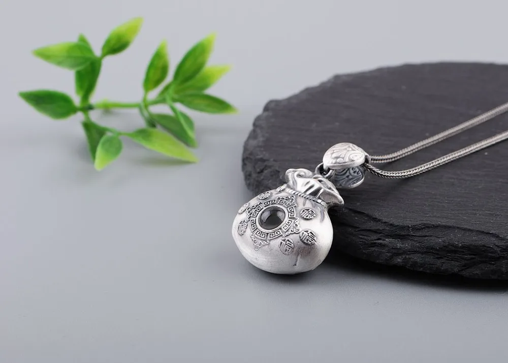 3D 999 Серебряная Тыква подвеска из чистого серебра, подвеска на удачу, подвеска на удачу