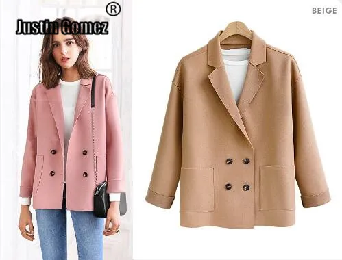 Осень 2019 плюс размер 4XL Женское шерстяное пальто стильная рабочая одежда удобное Женское пальто простое короткое толстое Трендовое