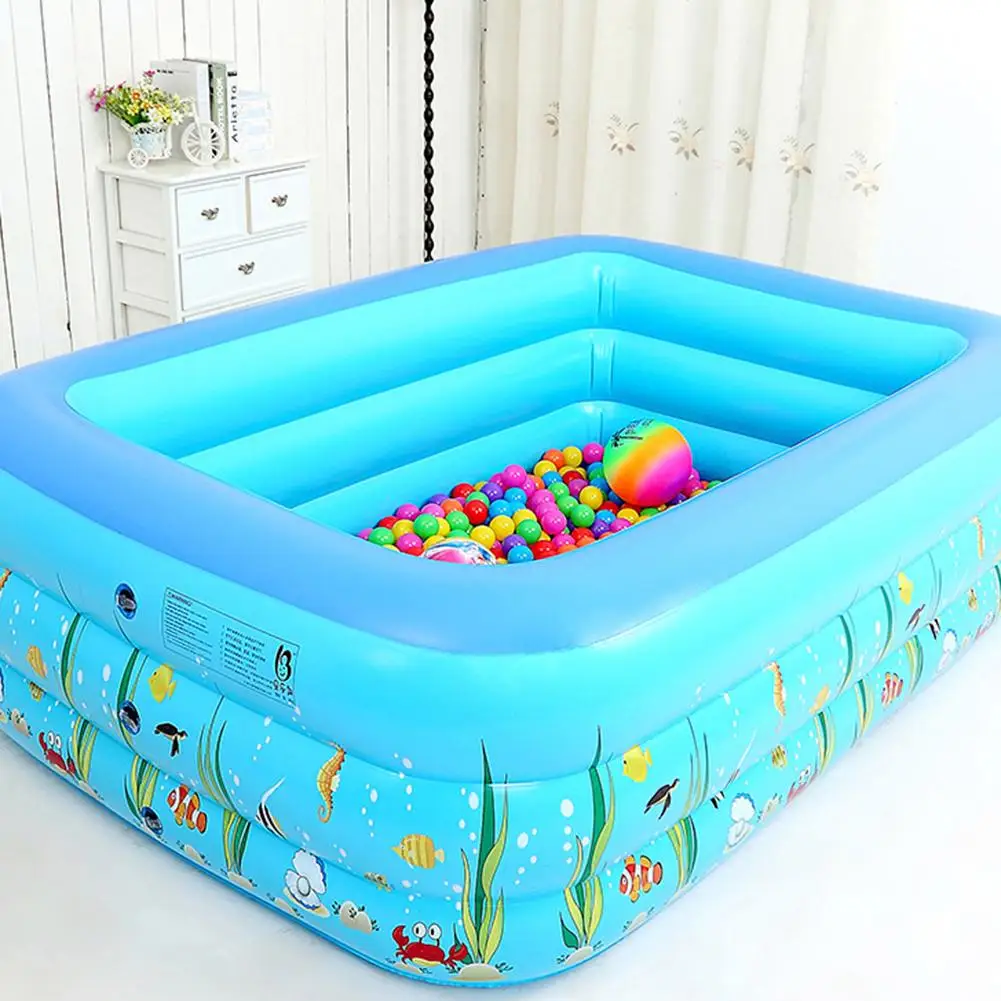 

1.3M Three-ring Baby Inflatable Printing Swimming Pool PVC Playing Bathing Pool for Family Children