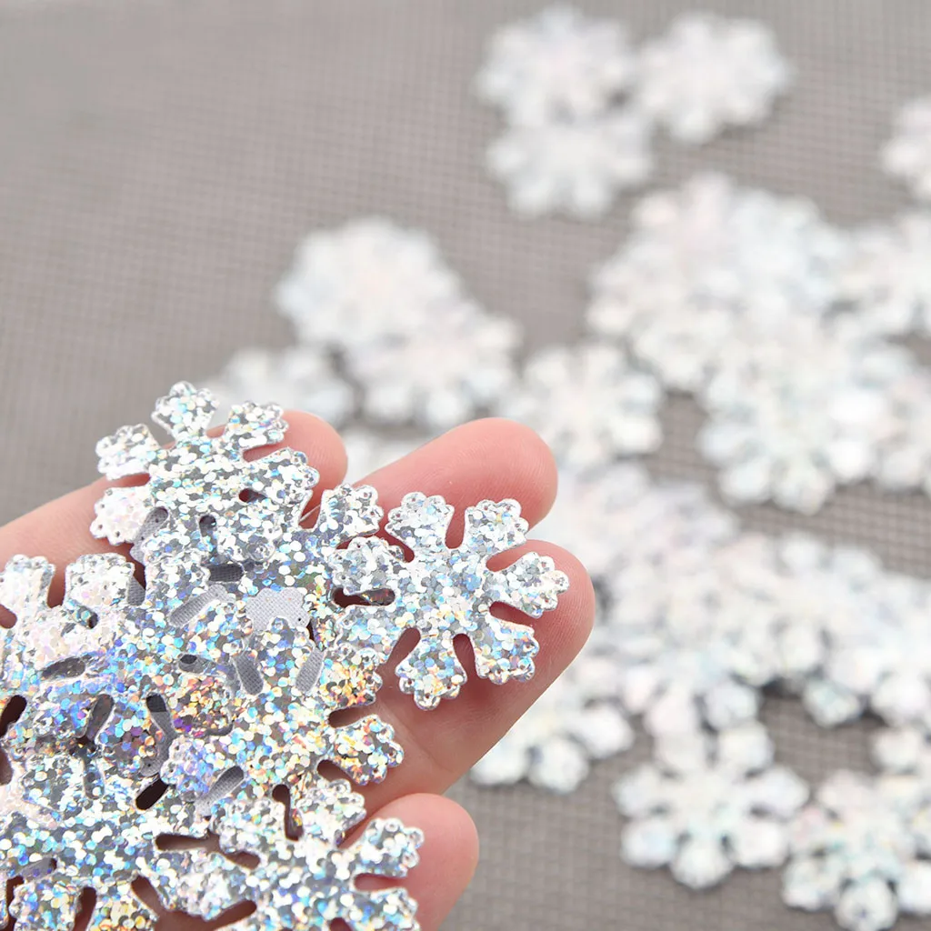 300pcs Rainbow Color Cloth Christmas Snowflake Confetti party Artificial Snow christmas decorations for home 25mm#ES