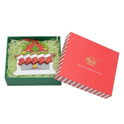Family of 5-gift box Многополимерный камин чулок семья из 5 персонализированные елочные украшения - Цвет: Family of 5-gift box