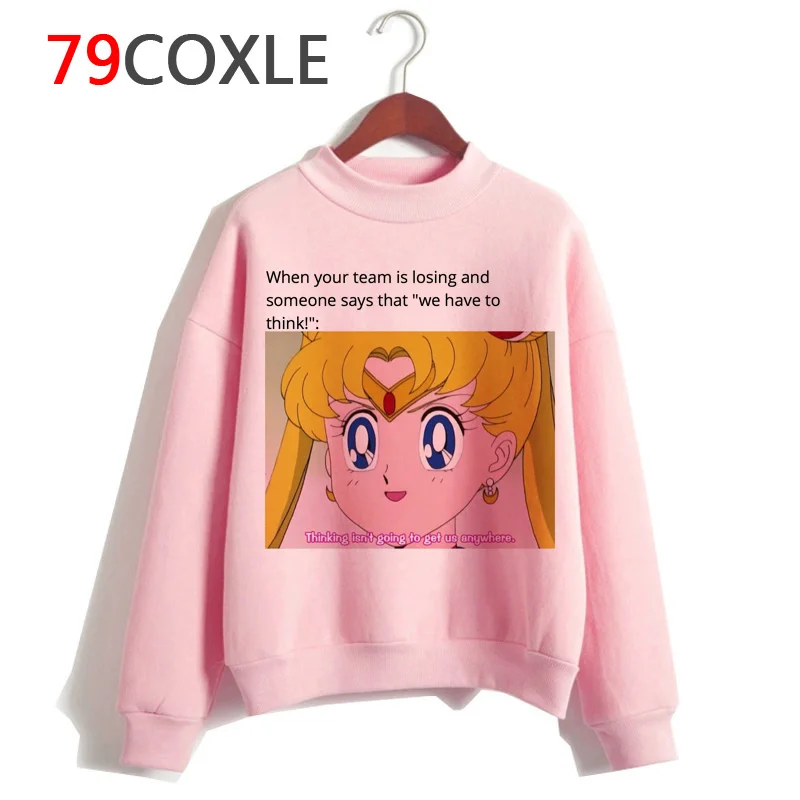 Sailor moon kawaii 90s толстовка женская забавная ulzzang harajuku толстовка хип хоп Повседневная Tumblr гранж с капюшоном негабаритных розовый