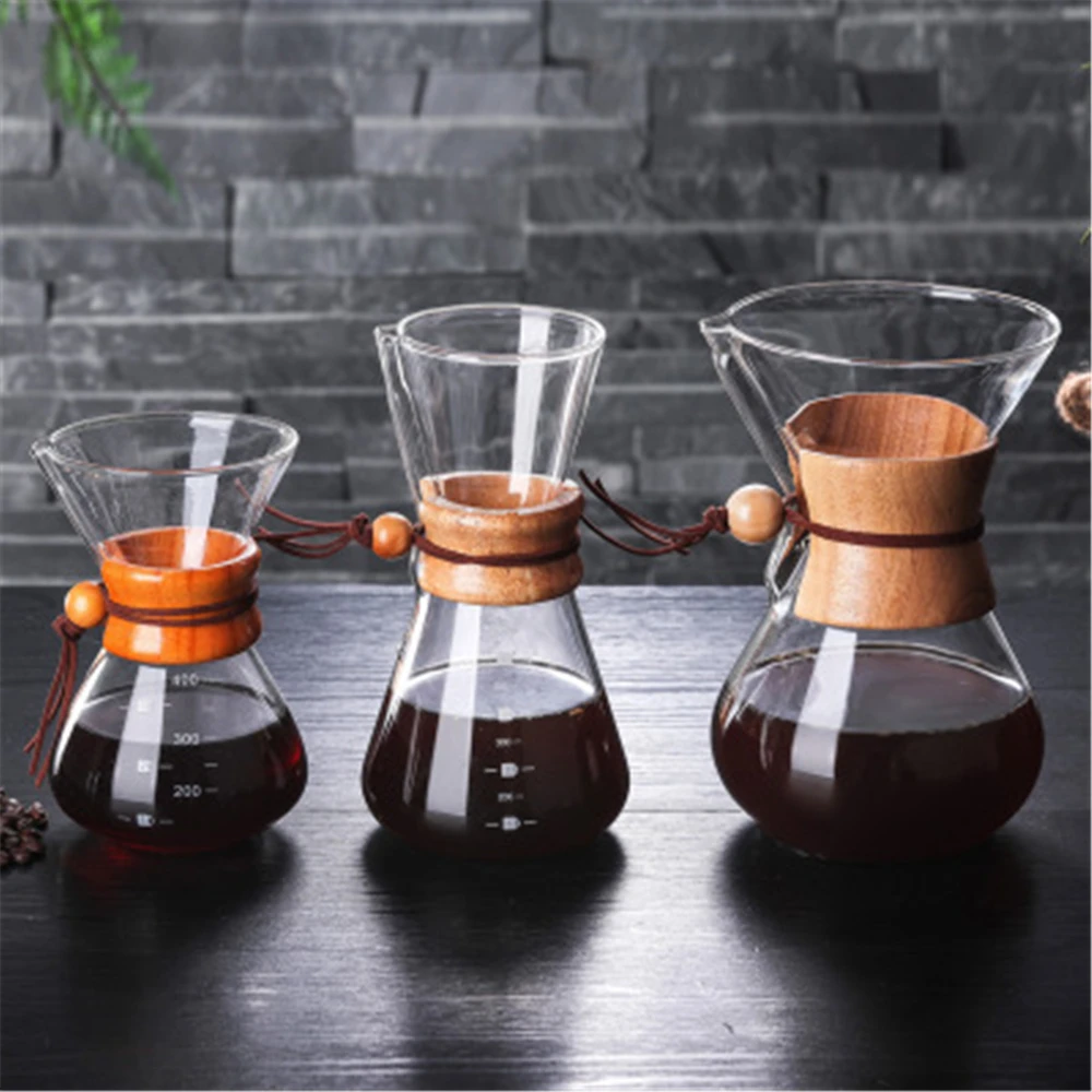 

Glass Coffee Pot 400/600/800ML Dripper Moka Tea Maker Coffee Percolator Barista Tools Espresso Manual Kettle Teapot With Filter