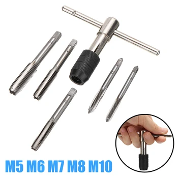 

6 Pcs Adjustable Tap T-Handle Ratchet Taps Wrench Machinist Tool Metric M5 M6 M7 M8 M10 Heavy Duty Steel New