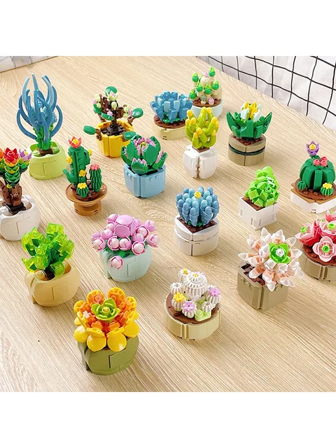 2022 1PCS Blind box toys DIY Building Block flower Succulents plant Children Assemble small Brick Gifts Kids Toy for boys girls 6