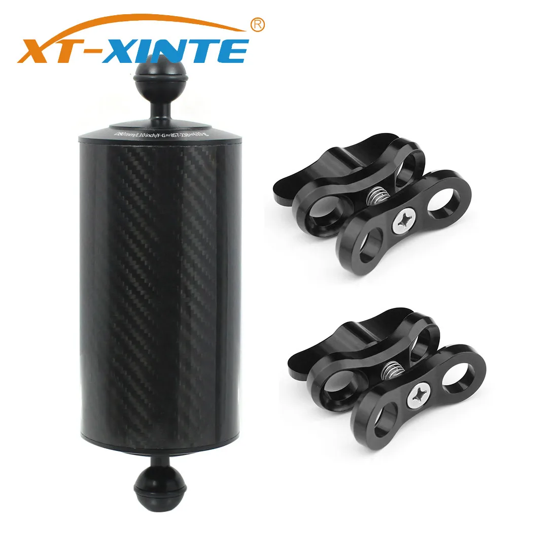

XT-XINTE из углеродного волокна с двумя шариками плавучести водный Поплавковый рычаг d80мм 5/8/10 дюймов для дайвинга SLR светильник для камеры поднос 1 дюйм зажим для батареи