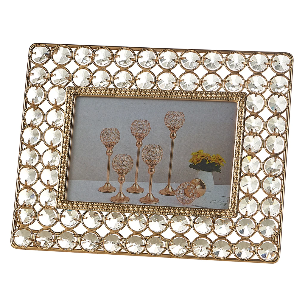 Crystal Beaded Photo Frame Bridal Favor Metal Frames Photo Display Decor