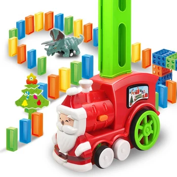

120PCS ino Train Toy Set Automatic Laying ino Brick Game Santa Small Trains Electric Train Christmas Gift for Kids