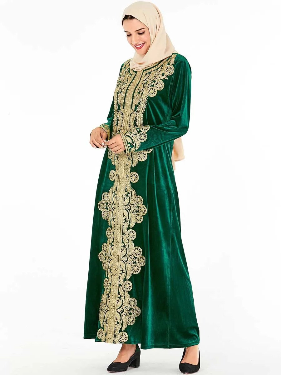 Элегантное мусульманское бархатное платье макси с вышивкой абайя винтажный этнический кардиган кимоно длинные халаты арабский Ид Рамадан Исламская молитва