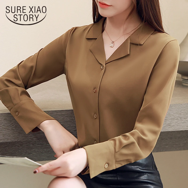 Camisas de manga larga para mujer, Tops y Blusas para blusa elegante para mujer, camisa, cuello, de oficina, Blusas para mujer, 1739 50| Blusas y camisas| - AliExpress